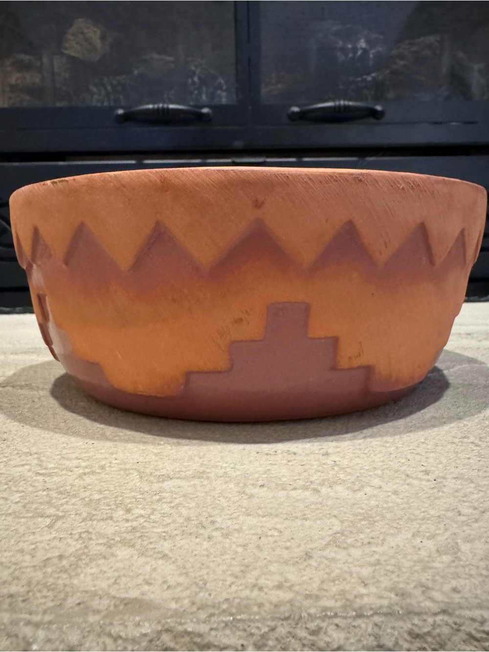 Vintage Southwestern Terracotta Bowl in Orange and purple